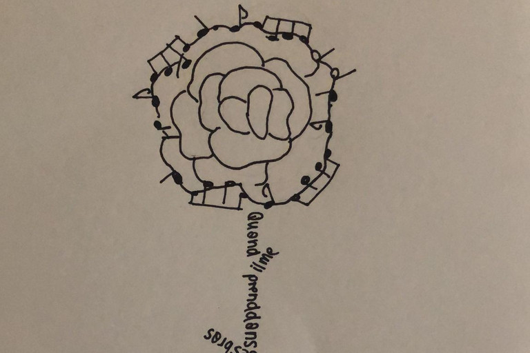 Dekoratives Bild der Kachel 'Calligrammes nach Apollinaire'